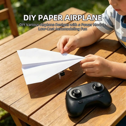Paper Airplane Kit with Gyro Stabilizer – DIY Electric Remote Control Plane with Dual Propellers, Lightweight Foldable Flying STEM Toy