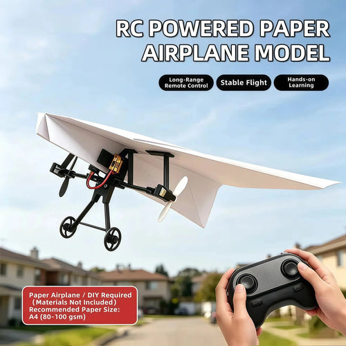 Paper Airplane Kit with Gyro Stabilizer – DIY Electric Remote Control Plane with Dual Propellers, Lightweight Foldable Flying STEM Toy