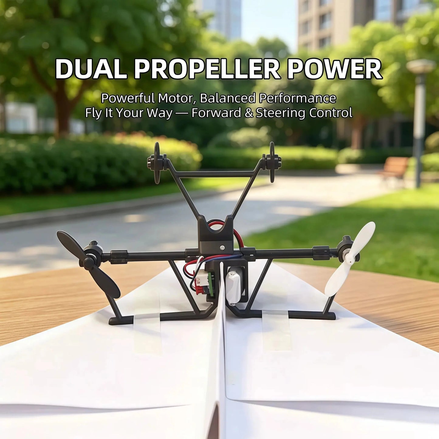 Paper Airplane Kit with Gyro Stabilizer – DIY Electric Remote Control Plane with Dual Propellers, Lightweight Foldable Flying STEM Toy