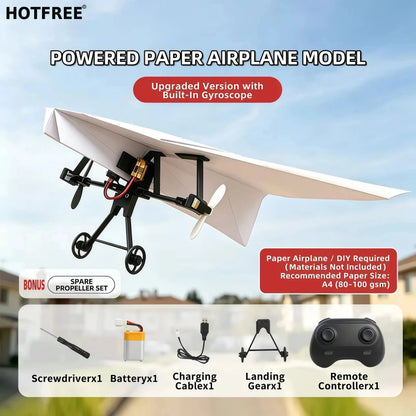 Paper Airplane Kit with Gyro Stabilizer – DIY Electric Remote Control Plane with Dual Propellers, Lightweight Foldable Flying STEM Toy