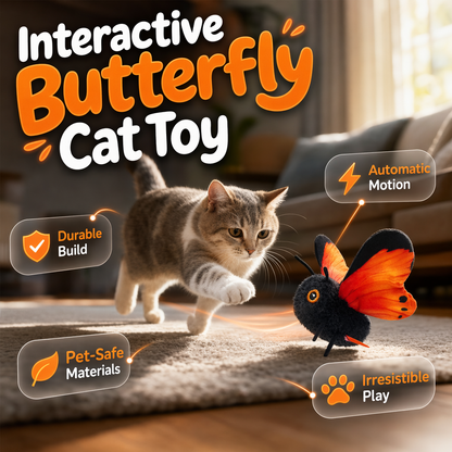 🎁2026 New Arrivals 49% OFF💥Smart Sensing Flapping Butterfly Toy for Cats – Auto-Motion Activation, Realistic Flutter & Endless Play 🦋✨