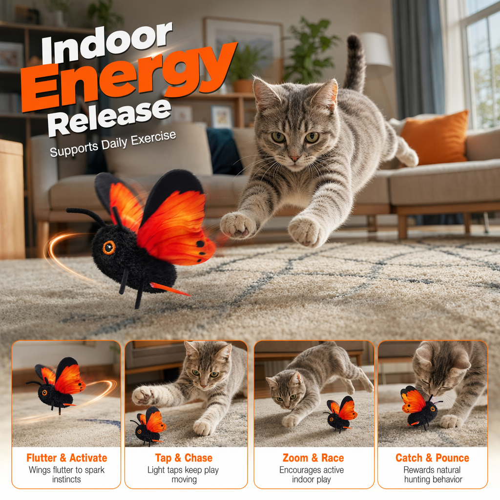 🎁2026 New Arrivals 49% OFF💥Smart Sensing Flapping Butterfly Toy for Cats – Auto-Motion Activation, Realistic Flutter & Endless Play 🦋✨