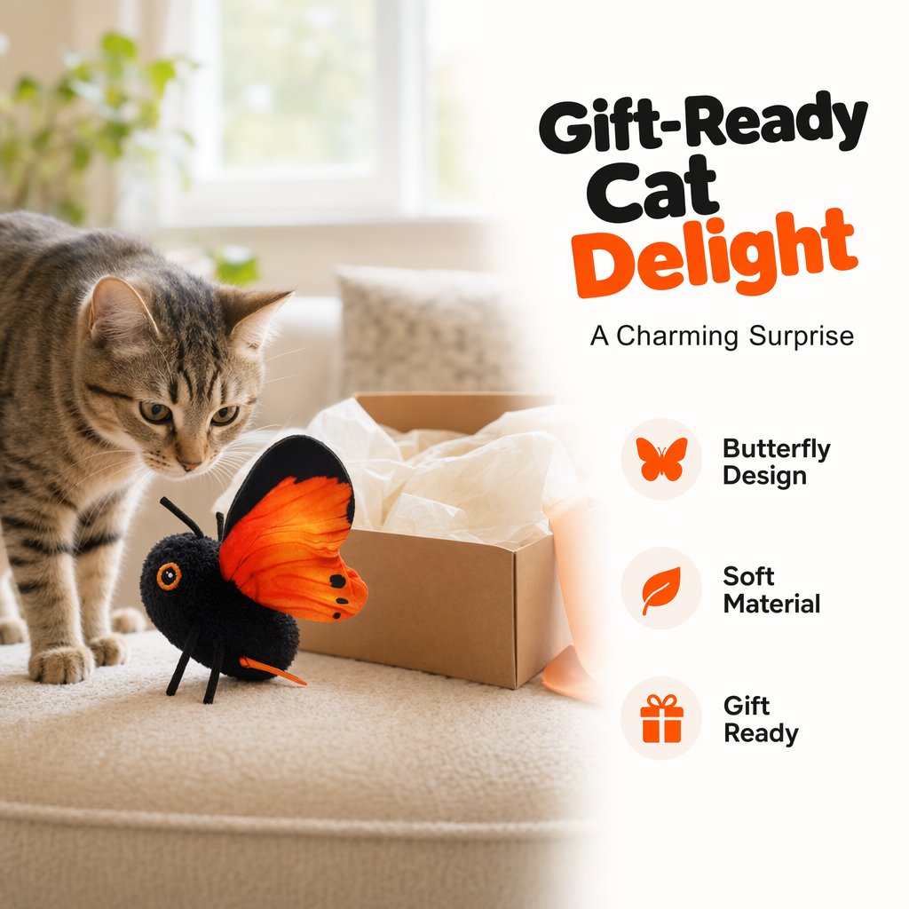🎁2026 New Arrivals 49% OFF💥Smart Sensing Flapping Butterfly Toy for Cats – Auto-Motion Activation, Realistic Flutter & Endless Play 🦋✨